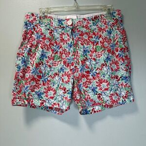 Stella‎ Parker Collection Floral Shorts Womens 8 Red Blue Green Stretch Chino